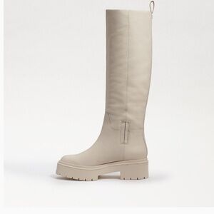 Sam Edelman Modern Ivory Leather Waterproof Tall Lug Sole Boot Size 9.5
